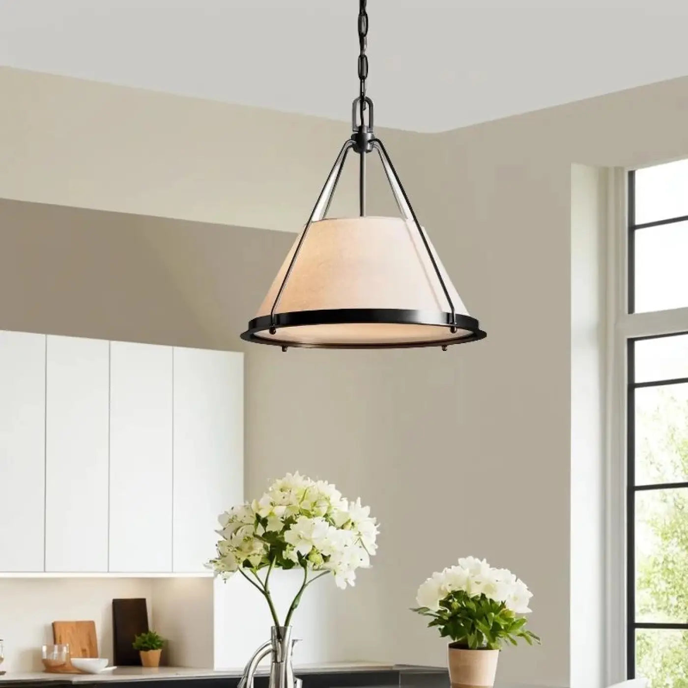 Vintage Fabric & Metal Pendant Light E27 Black Gold S/M