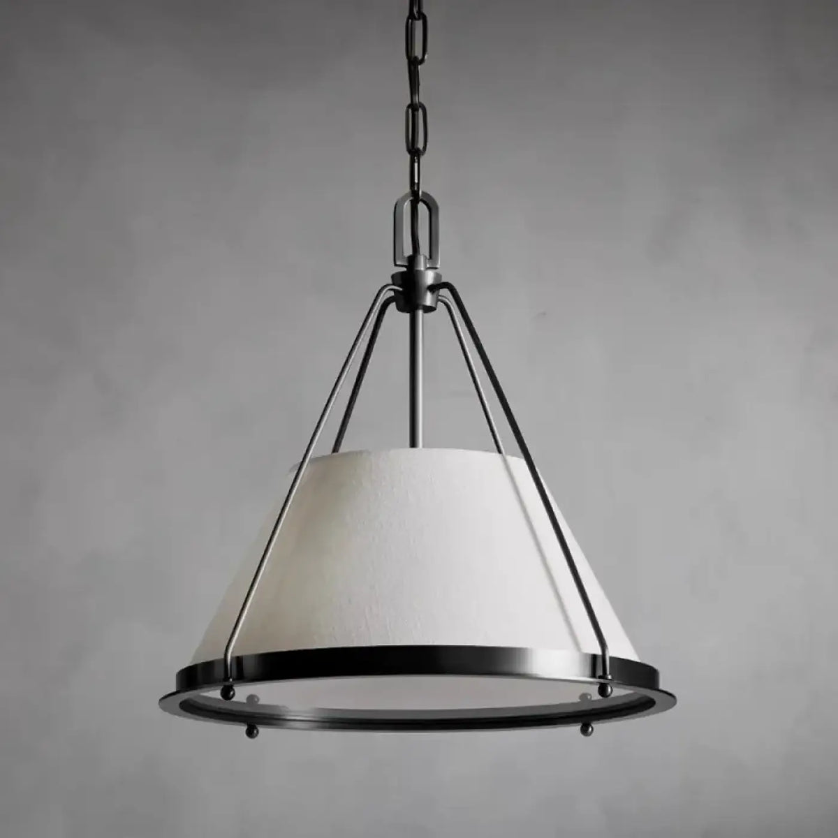 Vintage Fabric & Metal Pendant Light E27 Black Gold S/M