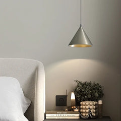 Cone — Metal Conical Pendant Light, E27, Black / Silver, Gold Interior