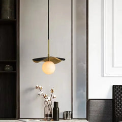 Gold Metal White Globe Pendant Light G9 Art Deco