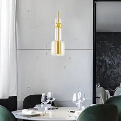 Blown Glass Metal Pendant Light E27 Dimmable Gold Black