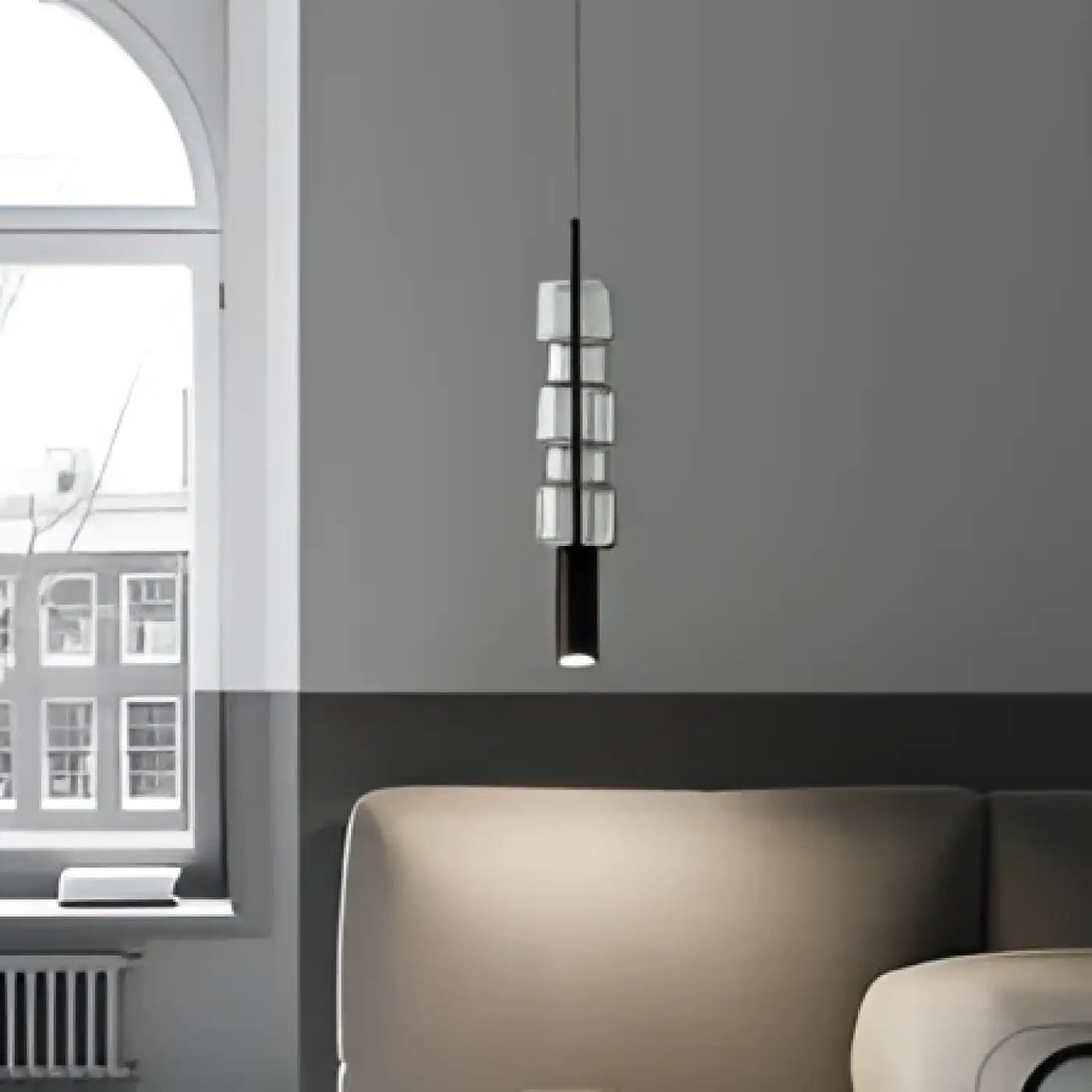 Blown Glass Metal Pendant Light E27 Dimmable Gold Black