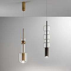 Blown Glass Metal Pendant Light E27 Dimmable Gold Black