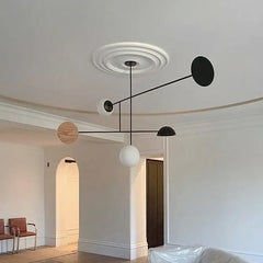 Geometric Metal Chandelier E27 Dimmable Black White Beige
