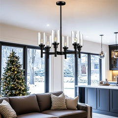 Industrial Glass & Metal Black Pendant Light E27