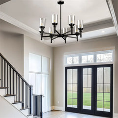 Industrial Glass & Metal Black Pendant Light E27