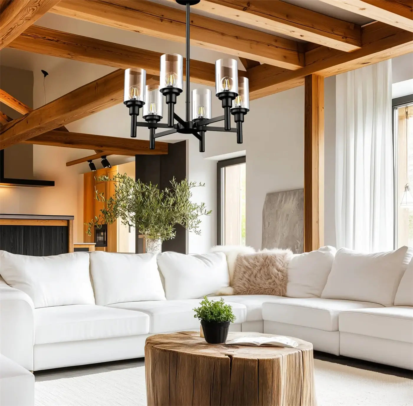 Industrial Glass & Metal Black Pendant Light E27