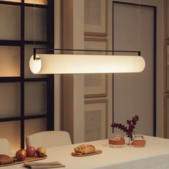 Linear Cylinder Pendant Light White Metal Bulb Included S/M