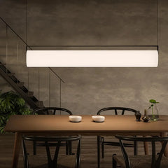 Linear Cylinder Pendant Light White Metal Bulb Included S/M