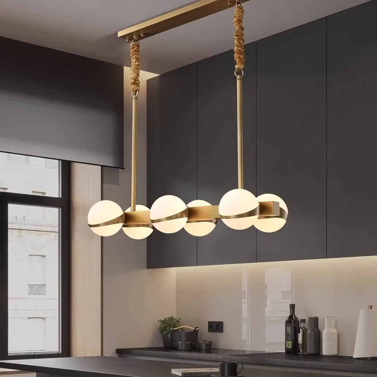 Gold Rope Linear Pendant Light E27 Dimmable IP65