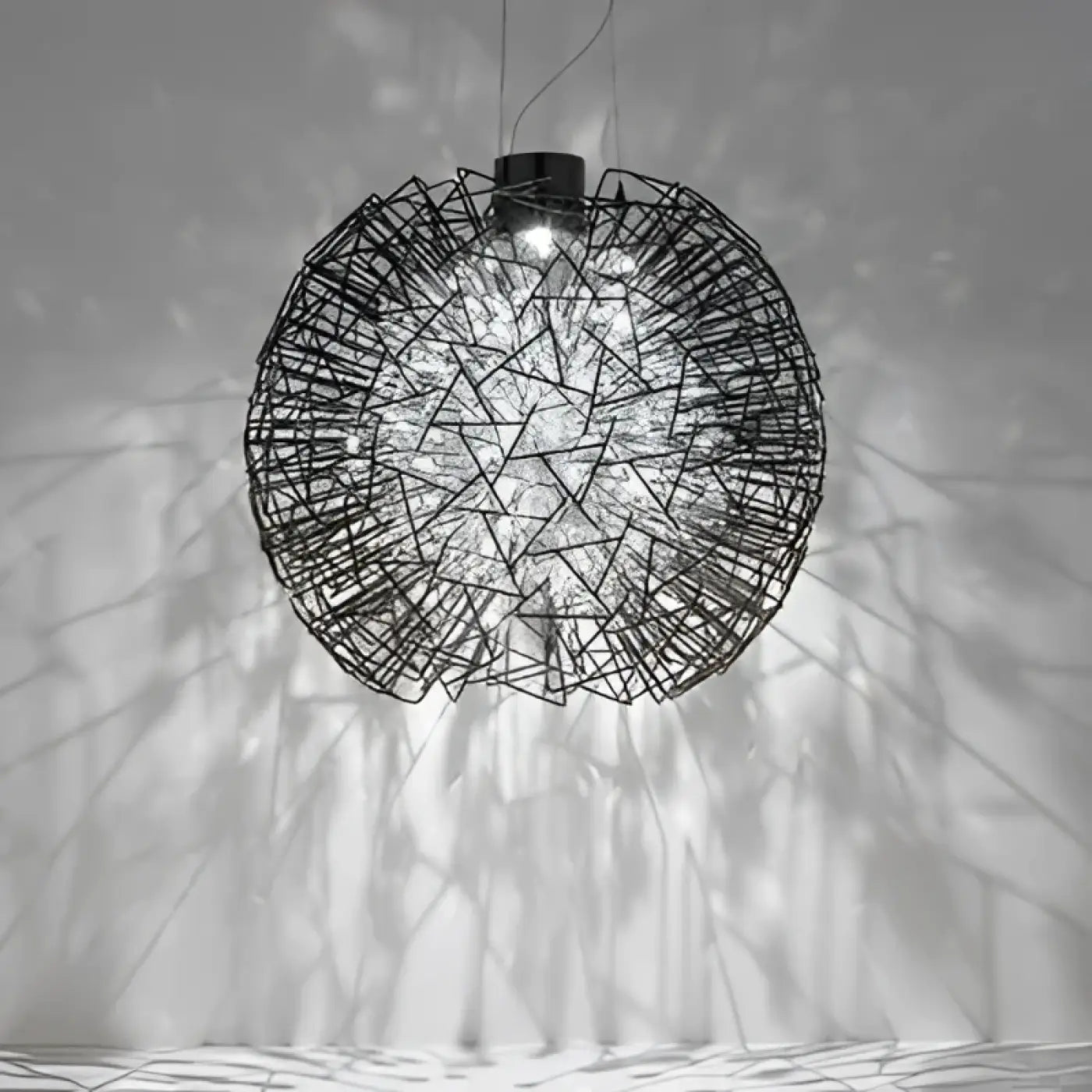 Steel Crystal Pendant Light E27 Gold Black — Semicircle & Round