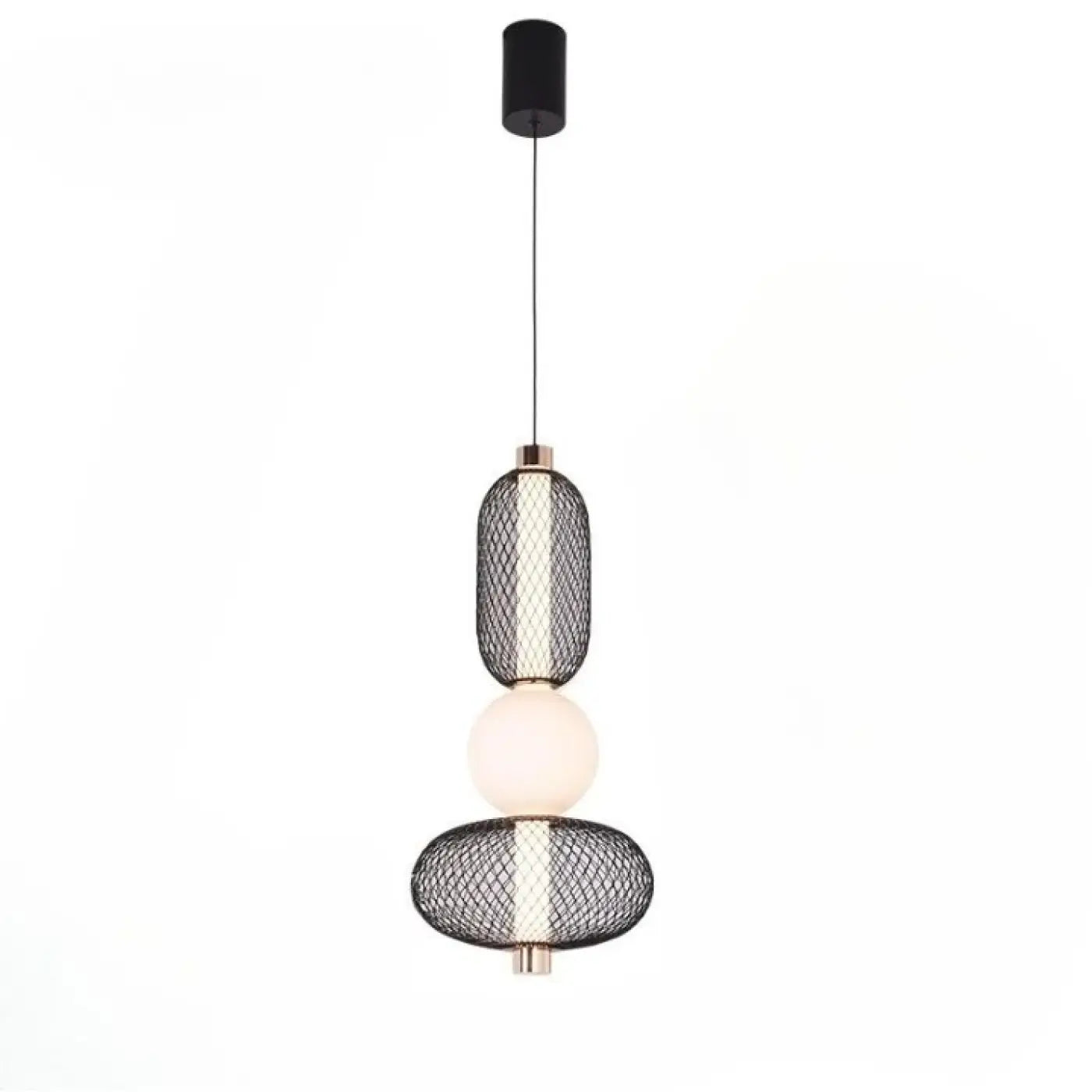 Mesh Metal Pendant Light Glass Sphere E27 — Volta Ferro Orbis