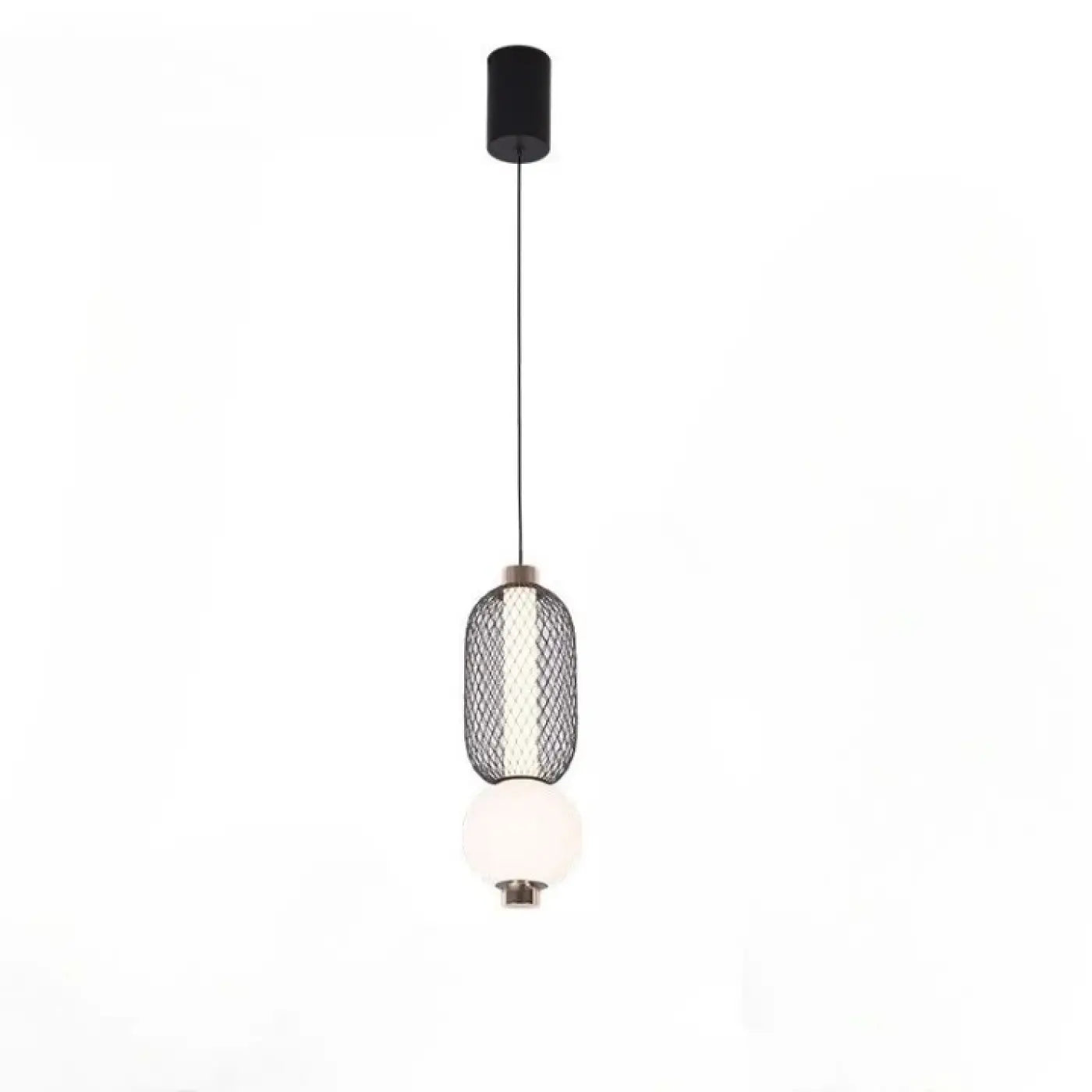 Mesh Metal Pendant Light Glass Sphere E27 — Volta Ferro Orbis