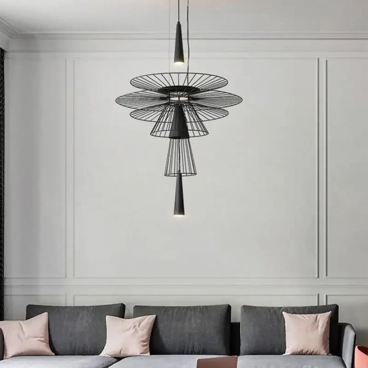 Geometric Metal Pendant Light 3-Light Black Gold S M L