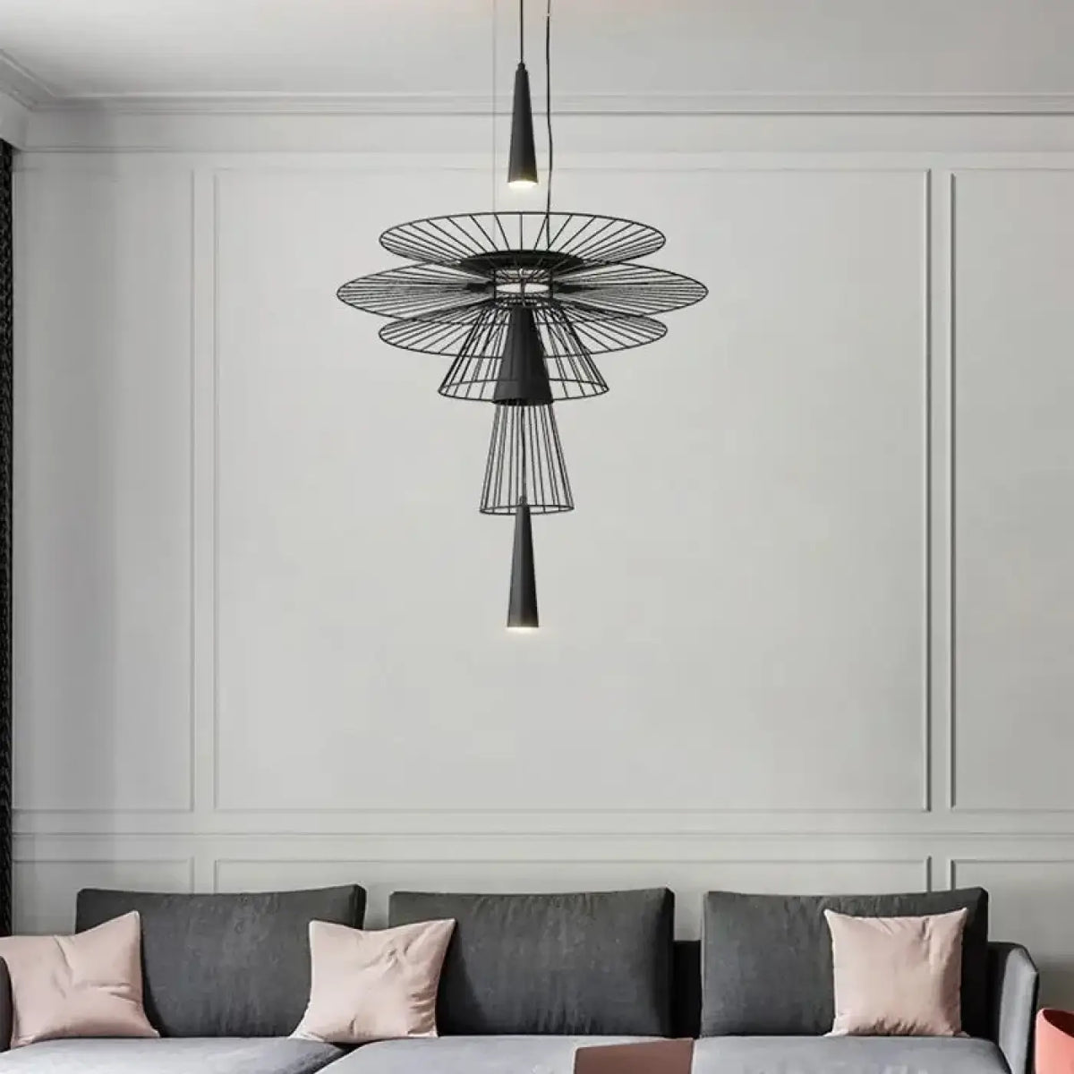 Geometric Metal Pendant Light 3-Light Black Gold S M L