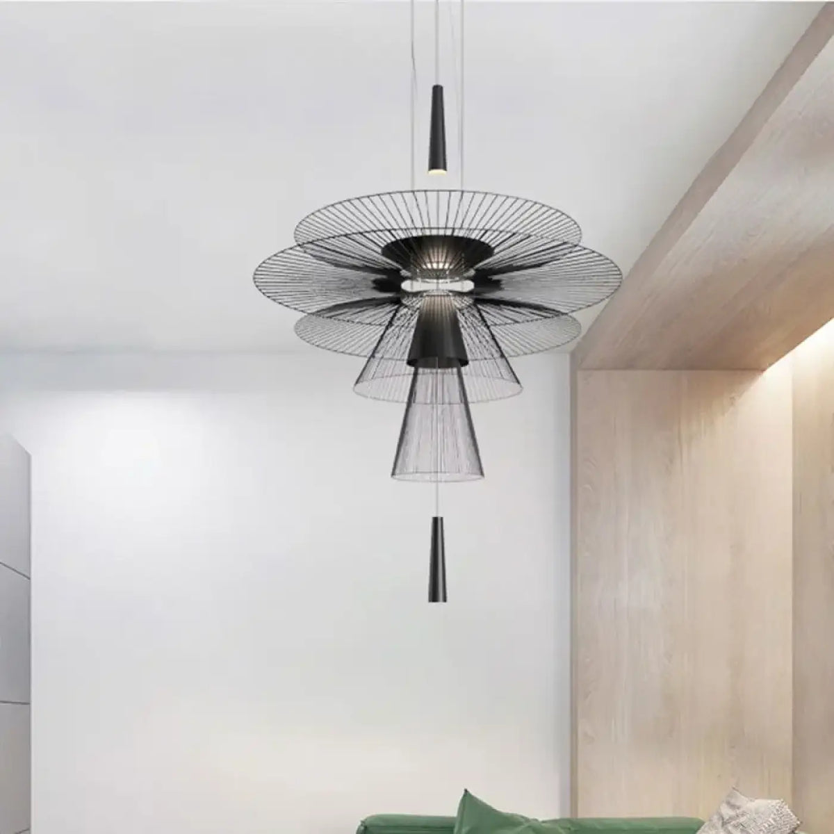 Geometric Metal Pendant Light 3-Light Black Gold S M L