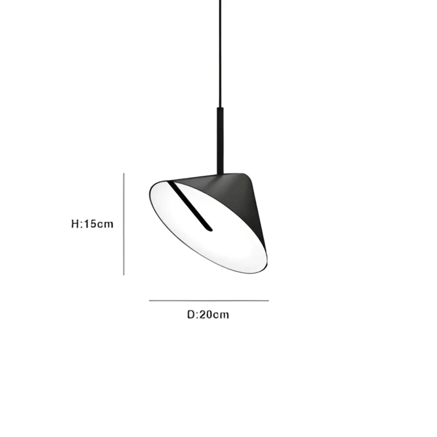 Black Conical Pendant Light E27 — Ø20cm, Cool White 4000K