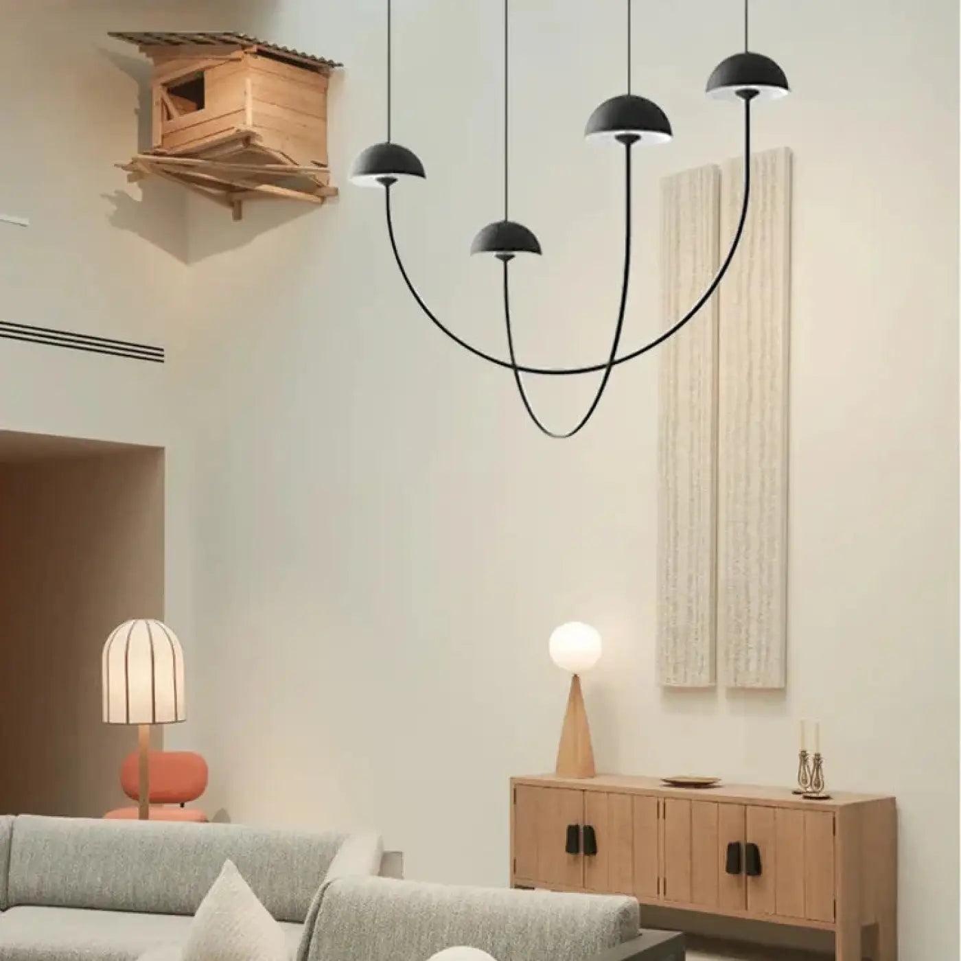 Sculptural Black Pendant Light Dimmable Metal E27 — S/M