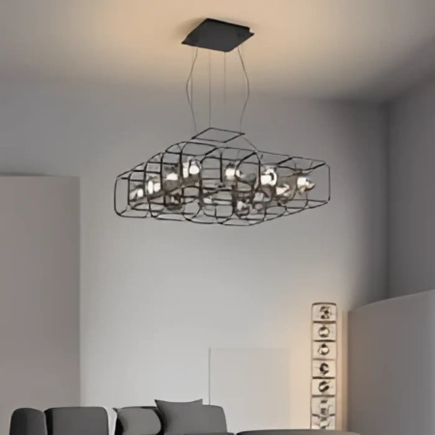 Geometric Industrial Metal Pendant Light Integrated LED Dimmable Black