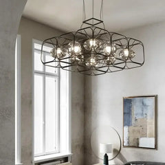 Geometric Industrial Metal Pendant Light Integrated LED Dimmable Black