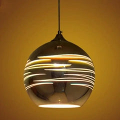 Smoked Brown Glass Globe Pendant Light E27 Metal