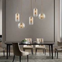 Smoked Glass Metal Pendant Light E27 Black White 5 Sizes