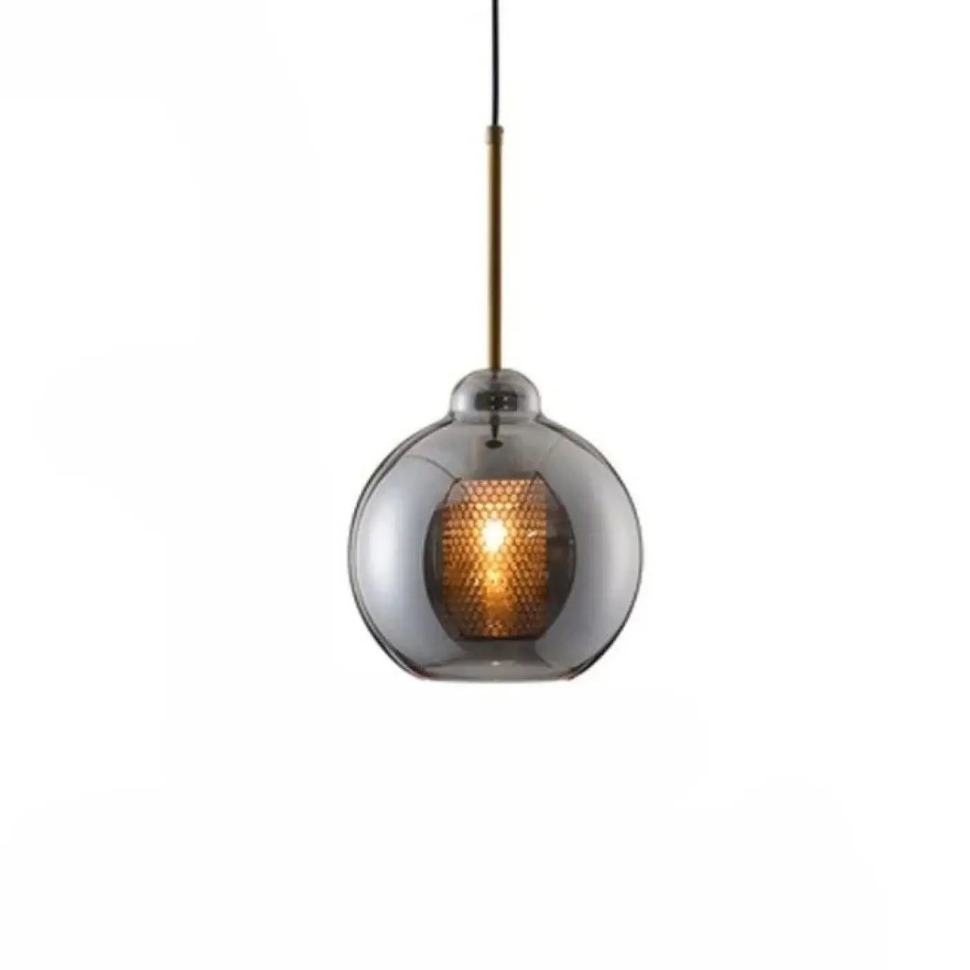 Smoked Glass Metal Pendant Light E27 Black White 5 Sizes