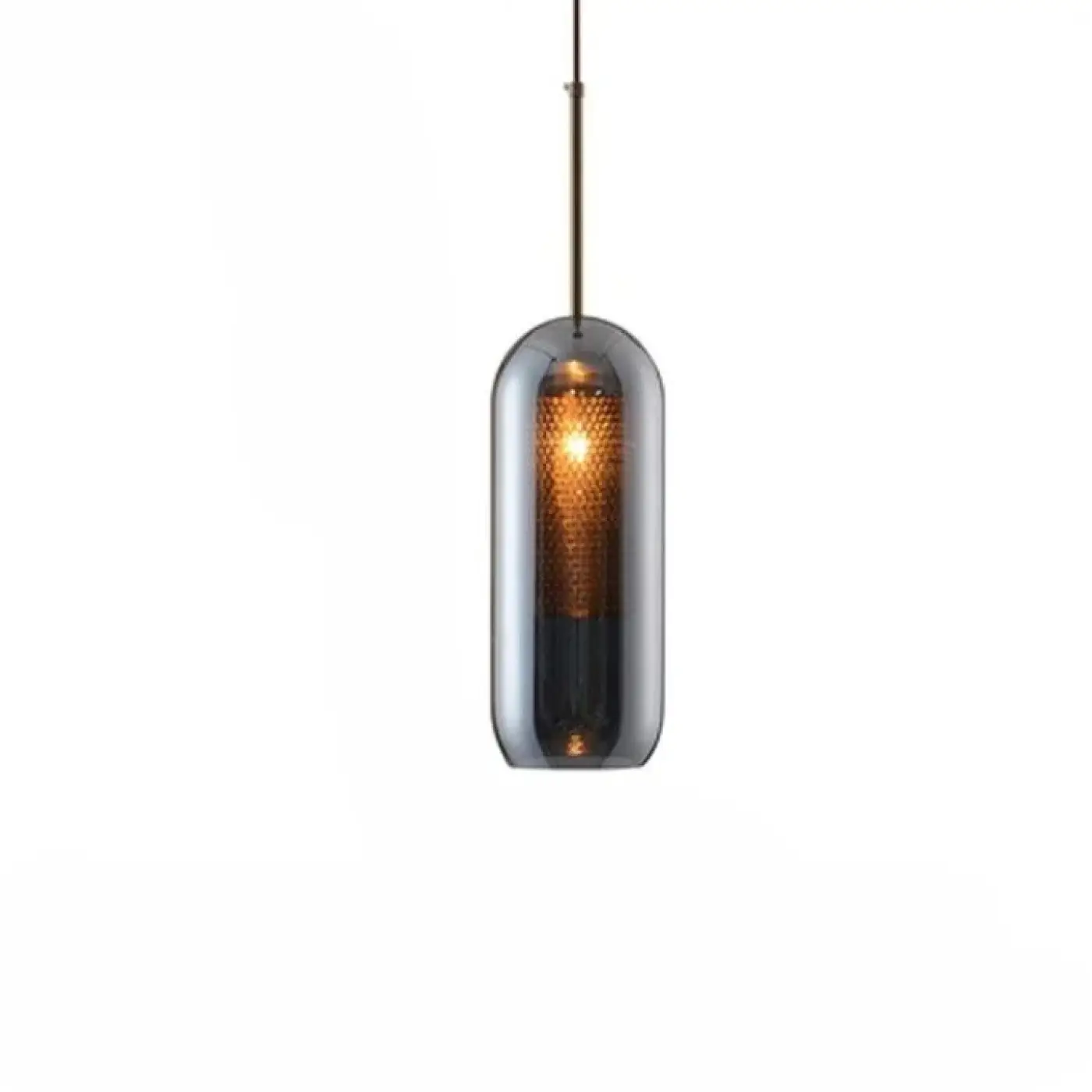 Smoked Glass Metal Pendant Light E27 Black White 5 Sizes
