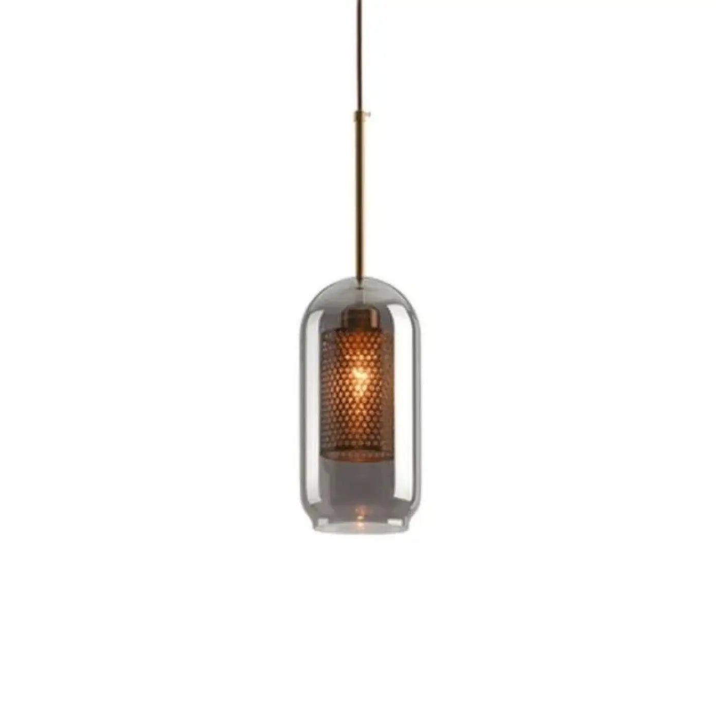 Smoked Glass Metal Pendant Light E27 Black White 5 Sizes