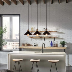 3-Light Vintage Industrial Pendant Light E26 Black Metal