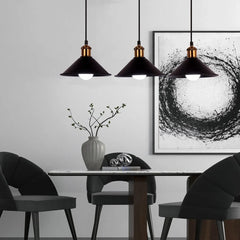 3-Light Vintage Industrial Pendant Light E26 Black Metal