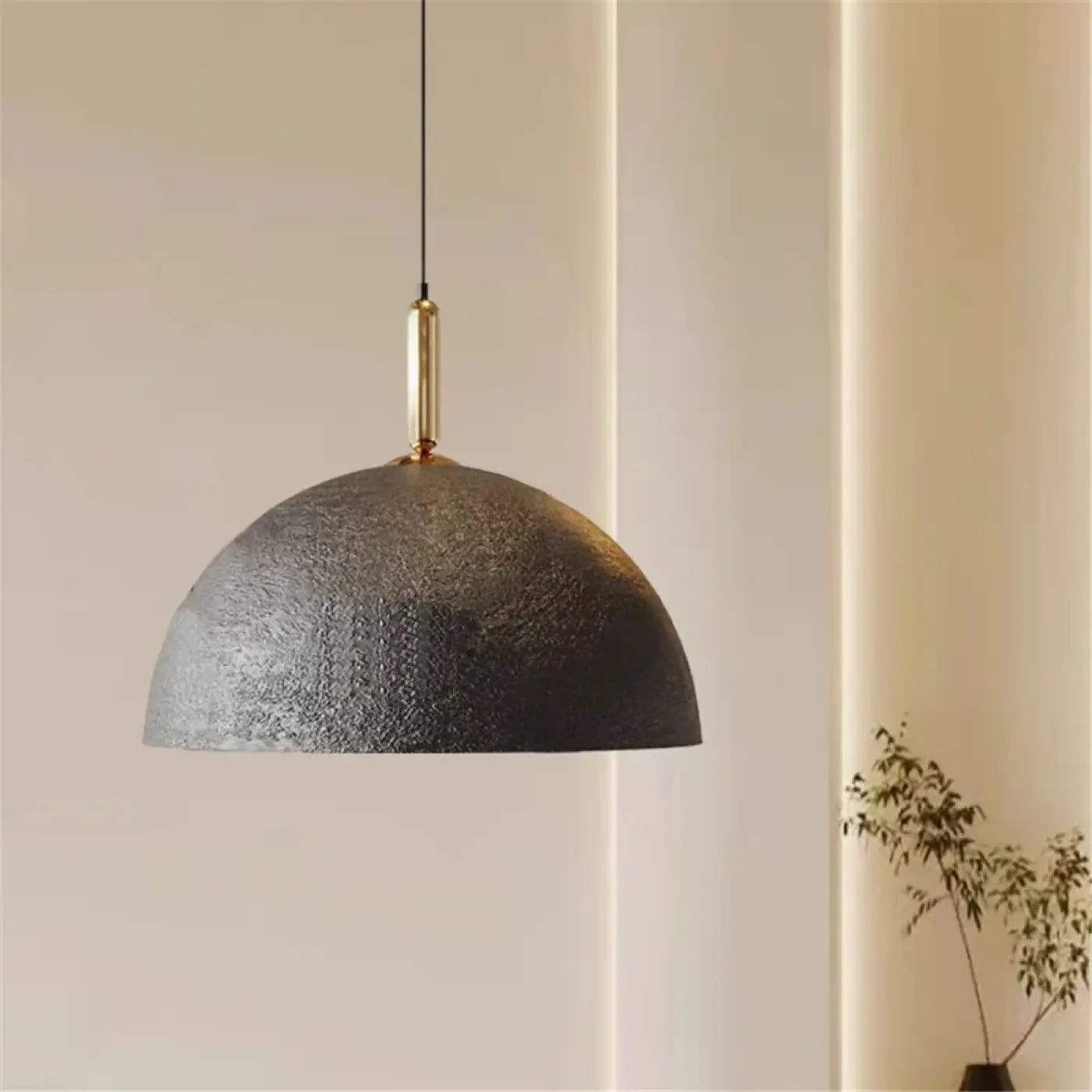 Textured Aluminium Half Dome Pendant Light E27 White Black