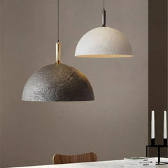 Textured Aluminium Half Dome Pendant Light E27 White Black