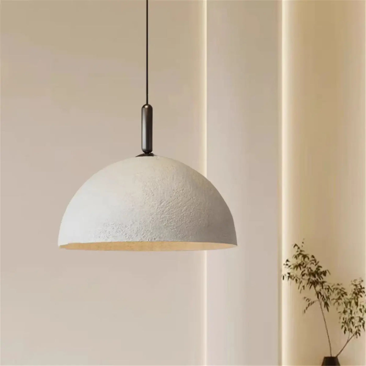 Textured Aluminium Half Dome Pendant Light E27 White Black