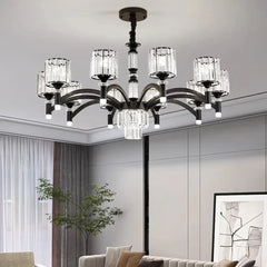 Black Metal Crystal Pendant Light E27 Dimmable