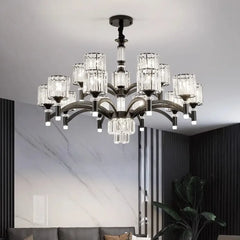 Black Metal Crystal Pendant Light E27 Dimmable