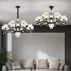 Black Metal Crystal Pendant Light E27 Dimmable