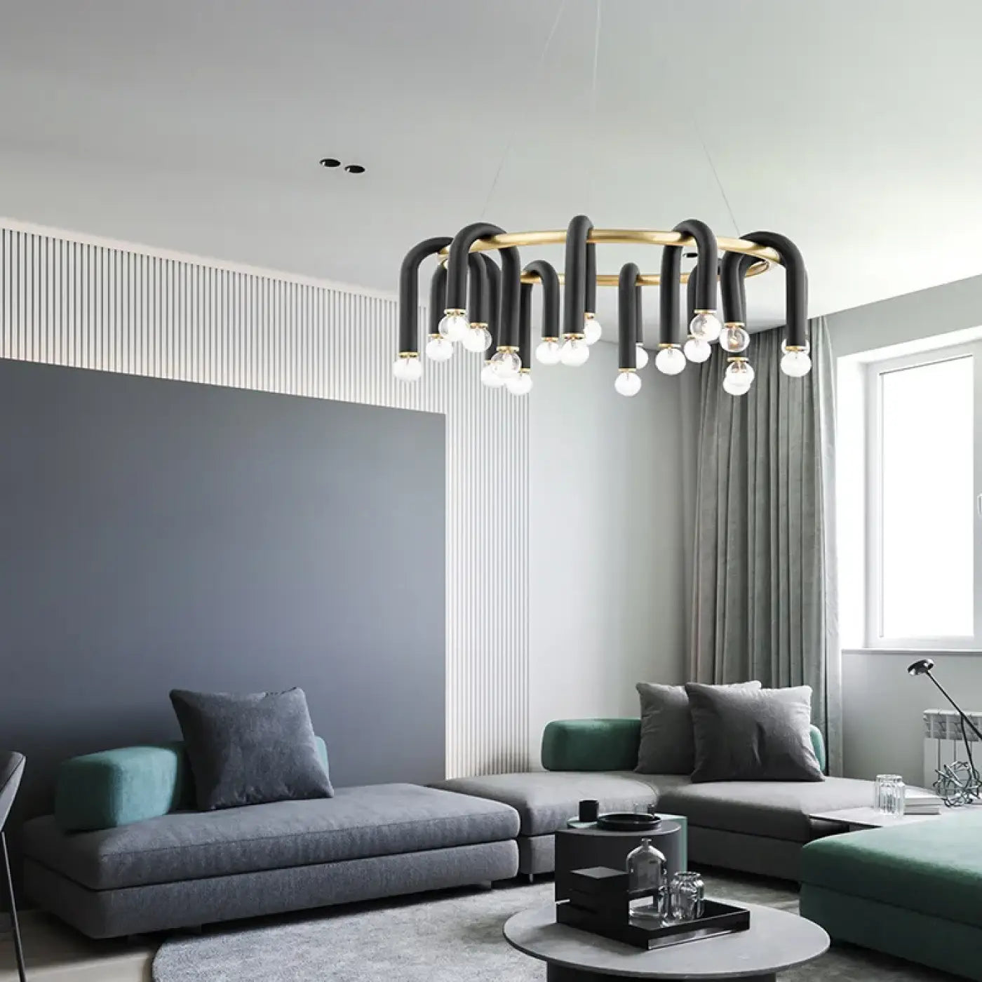 Black U-Bar Pendant Light E14 Multi-Bulb — S & M, 3000K/4000K