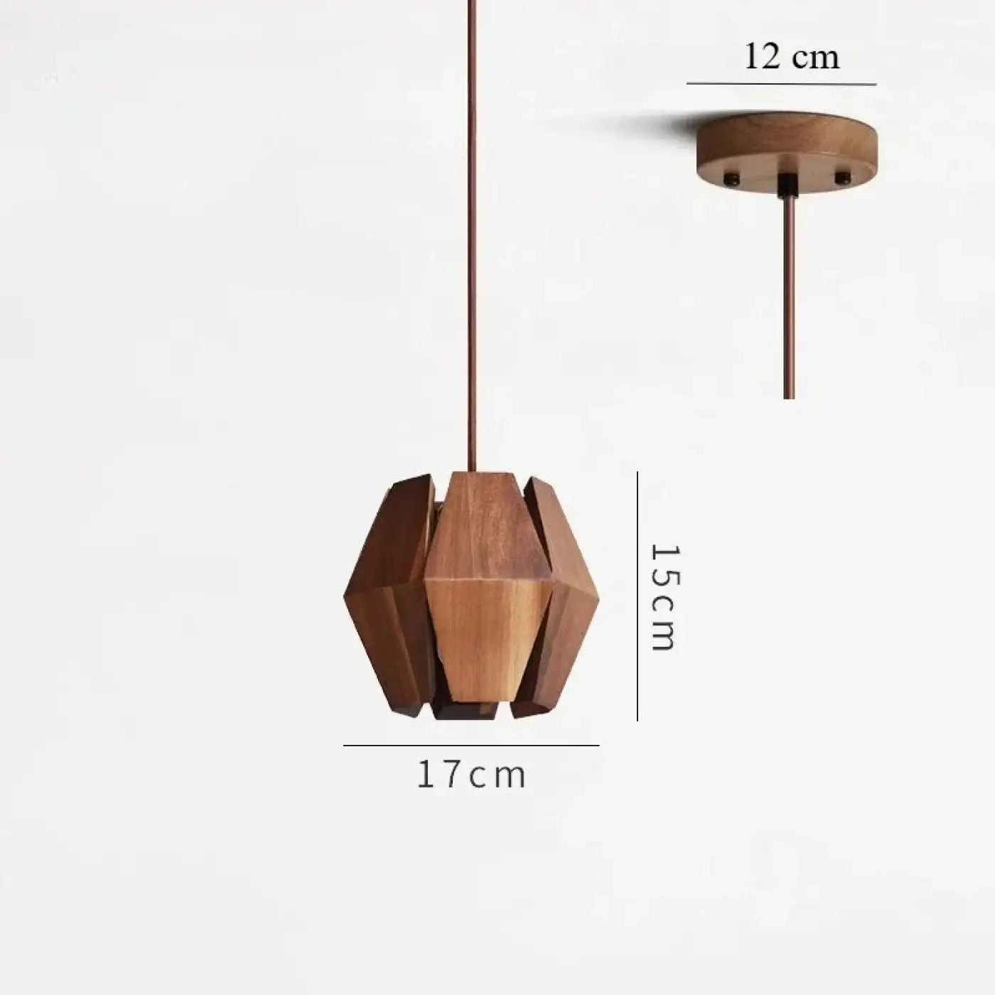 Geometric Wood & Metal Pendant Light LED Brown S/M