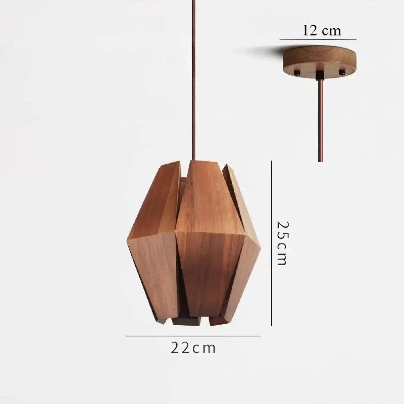 Geometric Wood & Metal Pendant Light LED Brown S/M