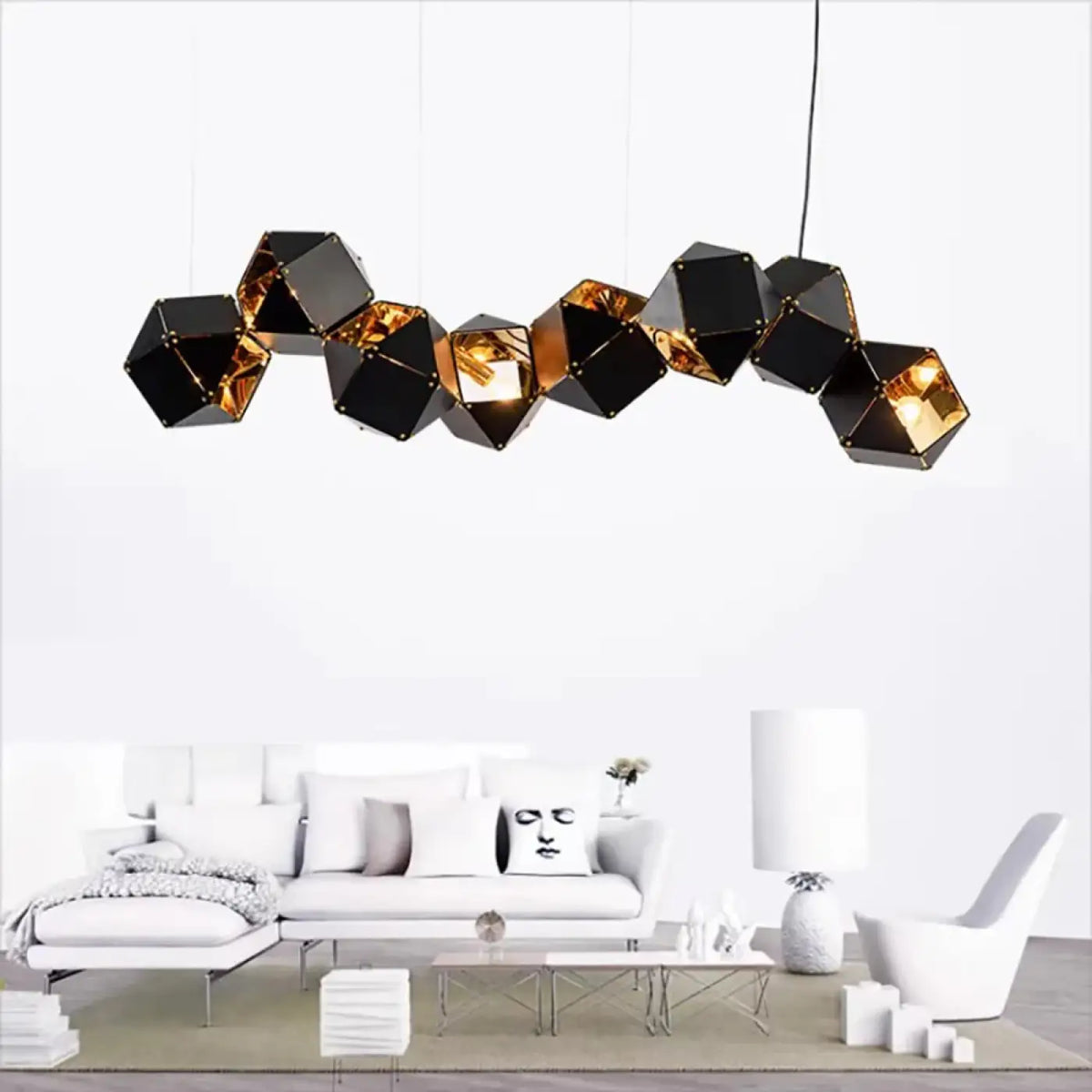 Geometric Multi-Head Pendant Light E14 — S/M/L/XL, Dimmable Option