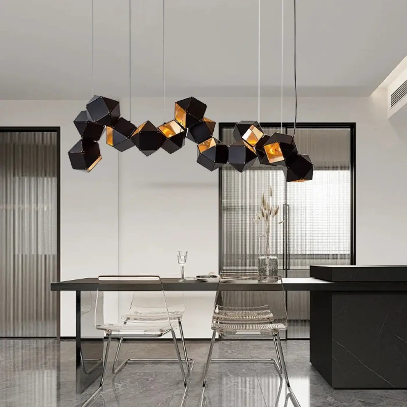 Geometric Multi-Head Pendant Light E14 — S/M/L/XL, Dimmable Option