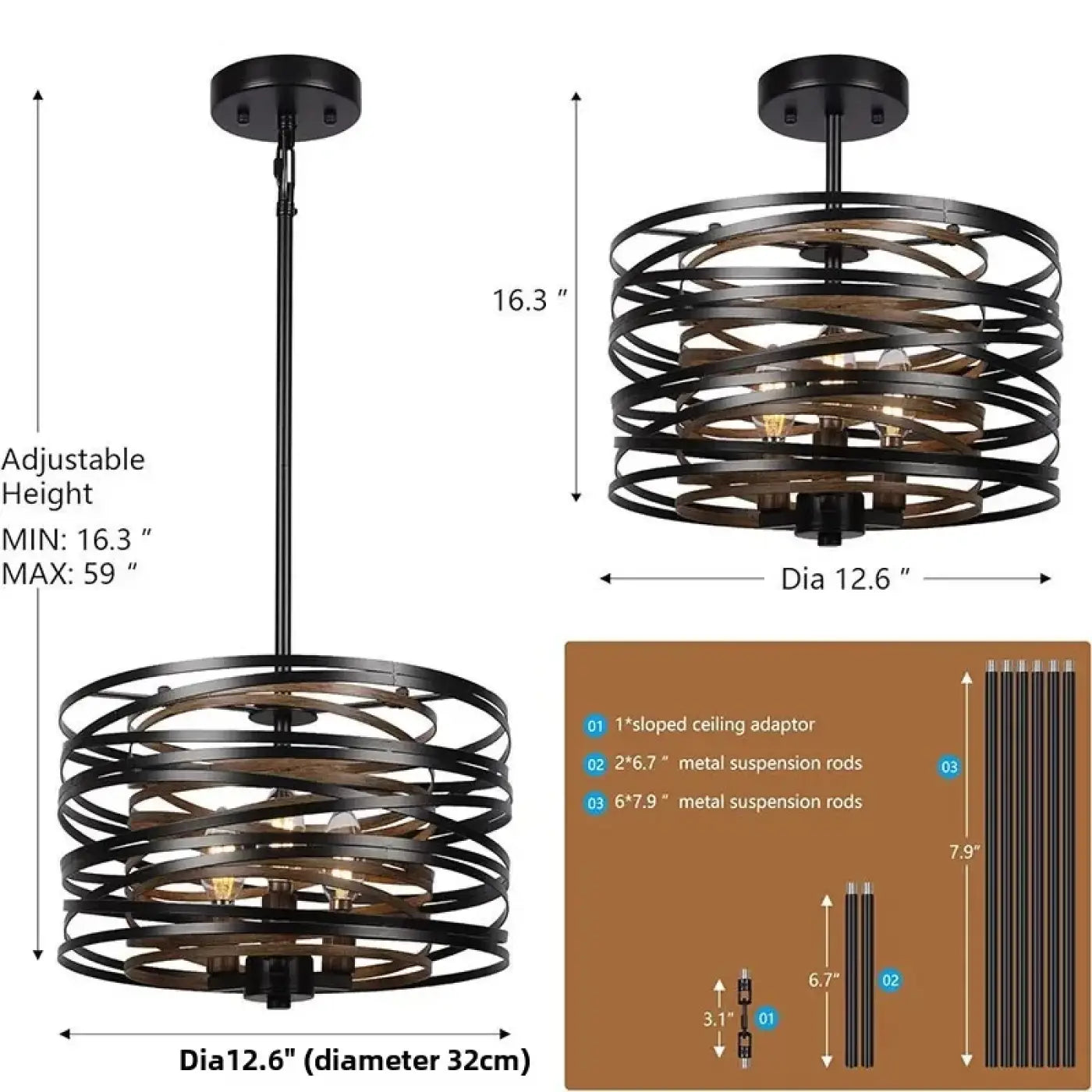 Black Concentric Rings Pendant Light E14 — S Ø32cm / M Ø50cm