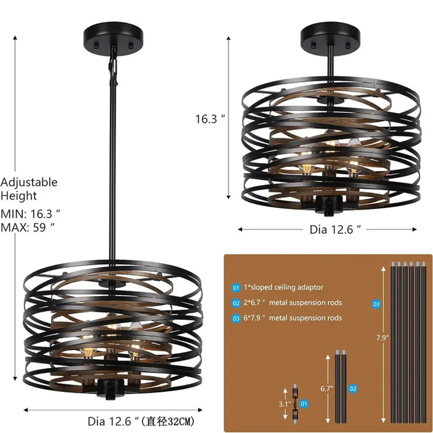 Black Concentric Rings Pendant Light E14 — S Ø32cm / M Ø50cm