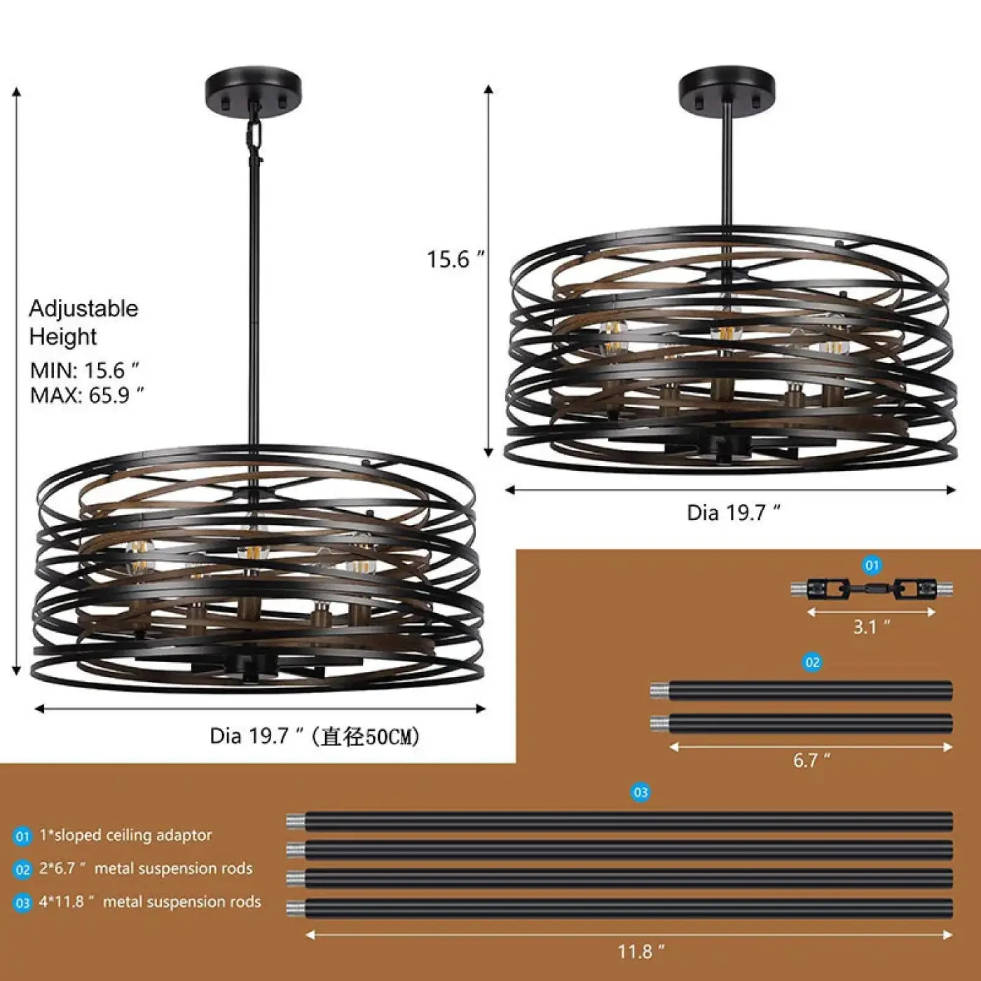 Black Concentric Rings Pendant Light E14 — S Ø32cm / M Ø50cm