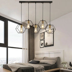 Industrial Hexagon Pendant Light G9 LED Black 35-Light