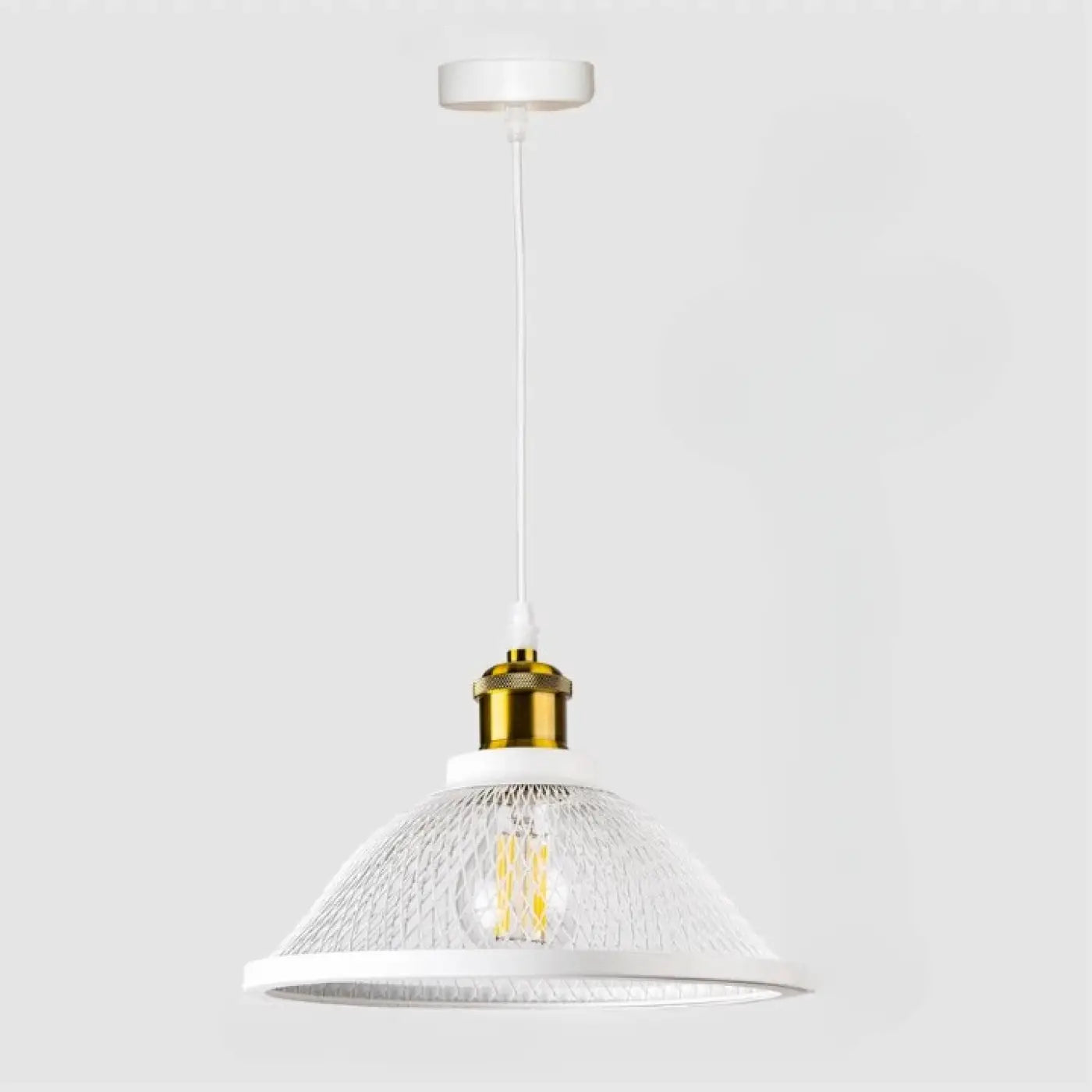 Industrial Cage Pendant Light E27 Metal Black White Gold Detail