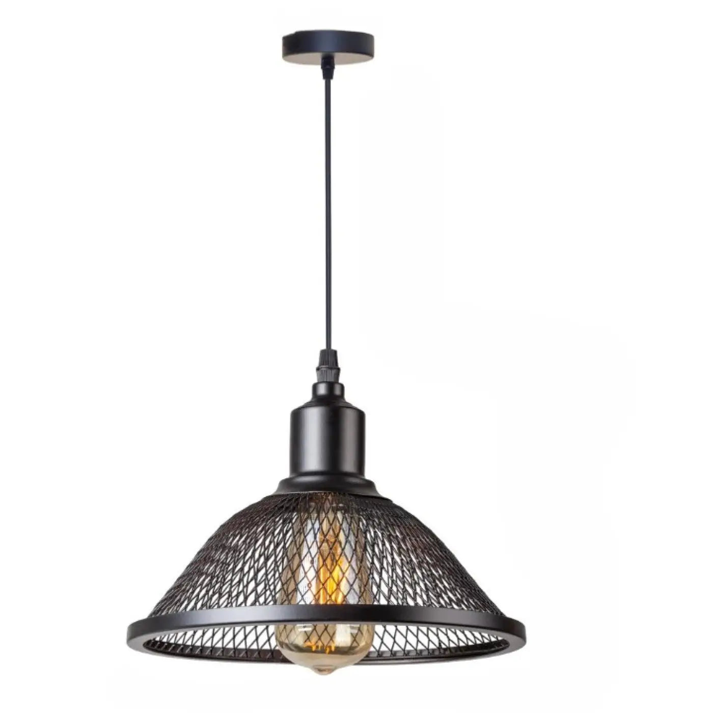 Industrial Cage Pendant Light E27 Metal Black White Gold Detail