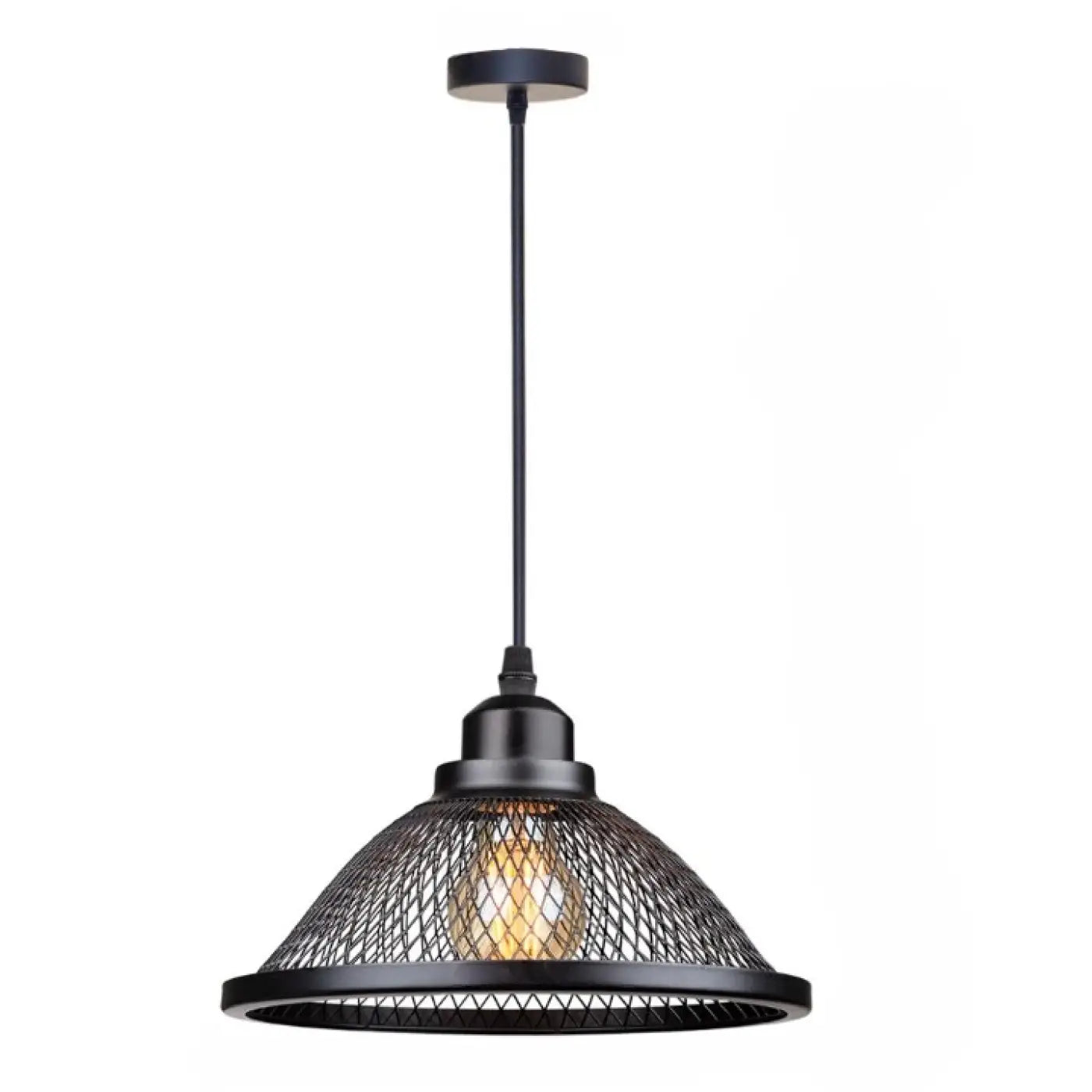 Industrial Cage Pendant Light E27 Metal Black White Gold Detail