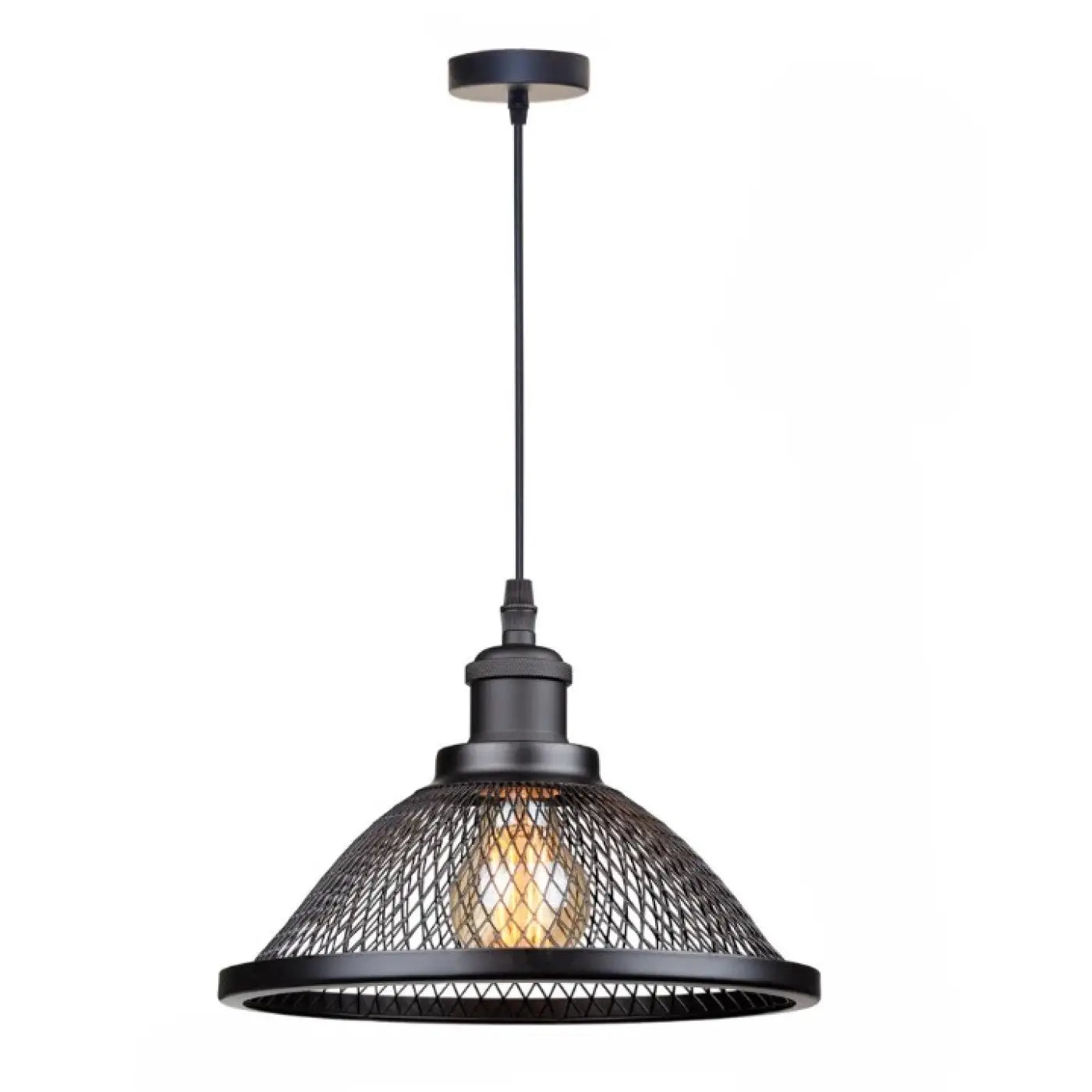 Industrial Cage Pendant Light E27 Metal Black White Gold Detail